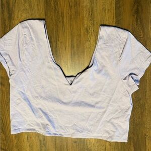 Women's Light Purple V-Neck Crop Top